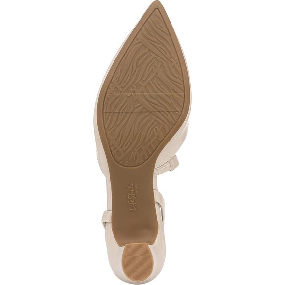 LifeStride Womens Almond Patent Polyurethane Pointed Closed Toe Minimalist Pump - Picture 4 of 9
